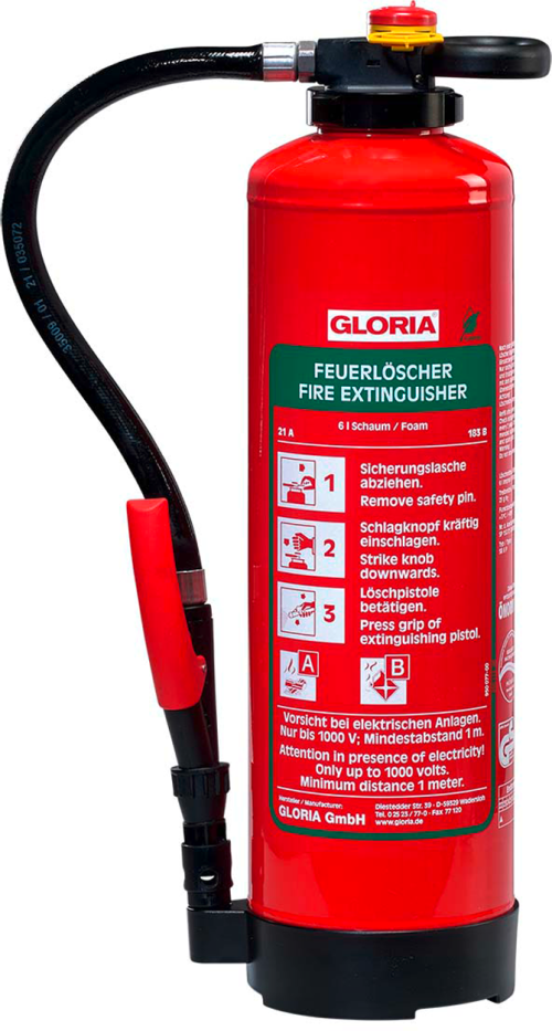 Gloria SKA+ 6 PRO Schaum Aufladefeuerlöscher mit fluorfreiem Schaum für A- und B-Brände 6 Liter - Feuerlöscher