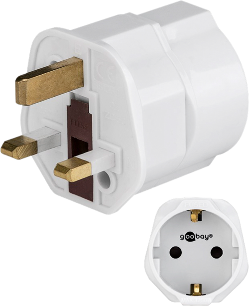 Goobay Reise Netzadapter EU für UK, weiß - Länderspezifsche Adapterstecker
