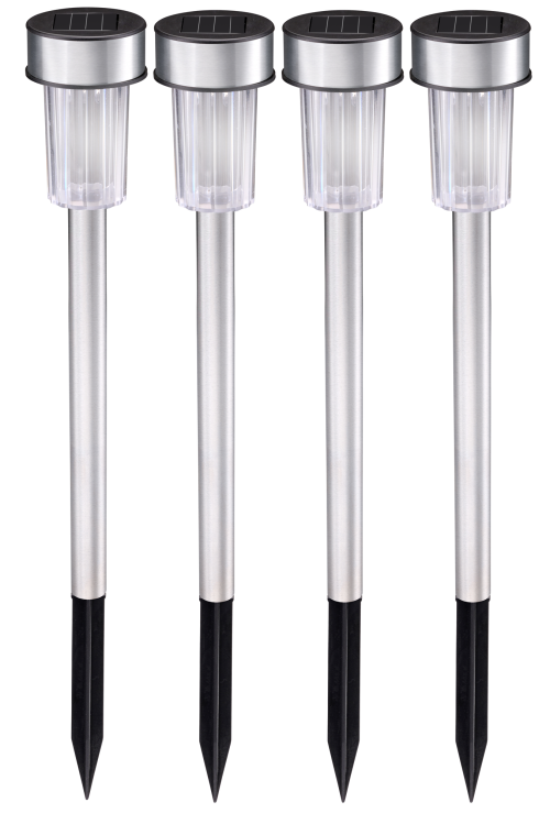 Grundig  Solarleuchten Edelstahl 4er-Set - LED Campingleuchten