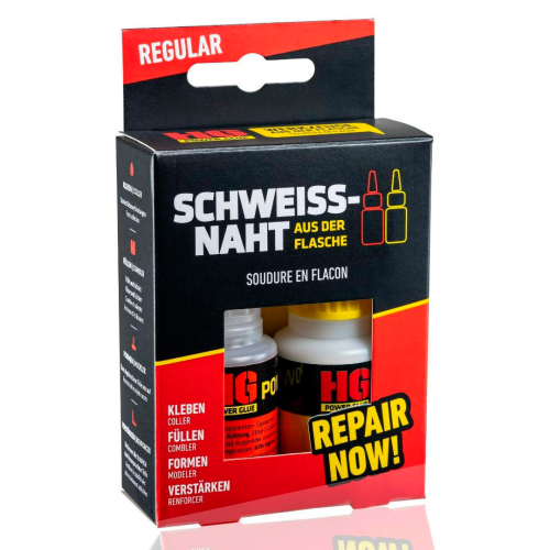 HGPower Glue Schweißnaht aus der Flasche Klebstoff Reparaturset 2-teilig Regular 20 g Kleber und 40 g Granulat - Zeltreparatur von HG Power Glue