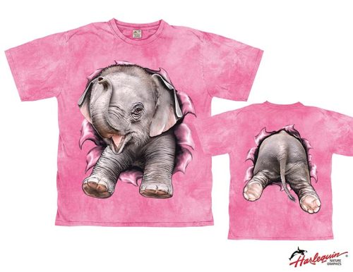 Harlequin Baby Elephant Kinder T-Shirt  rosa 140 - Kinder T-Shirts & -hemden