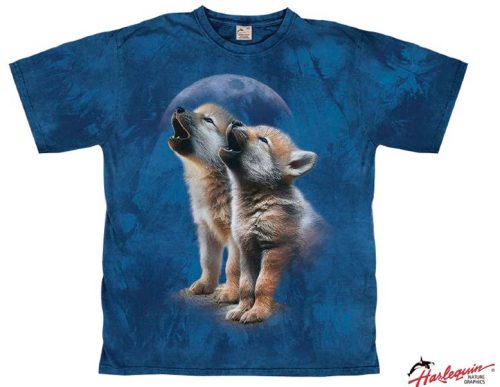 Harlequin Howling Wolf Pups Kinder T-Shirt dunkelblau 140 - Kinder T-Shirts & -hemden