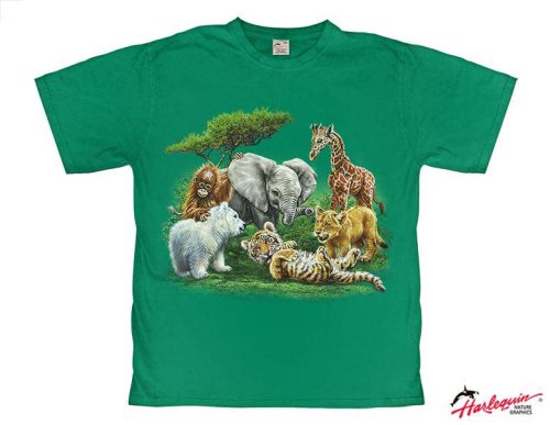Harlequin Jungle Club Kinder T-Shirt grün 128 - Kinder T-Shirts & -hemden