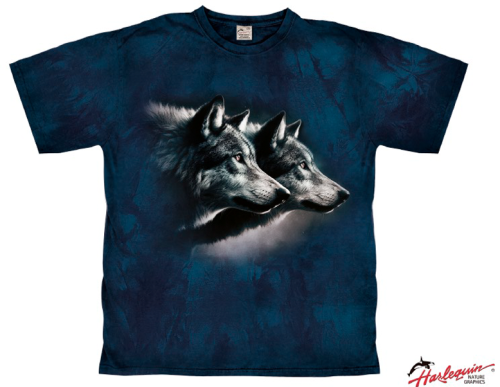 Harlequin Two Wolves T-Shirt  dunkelblau M - Herrenshirts, -hemden & -pullover