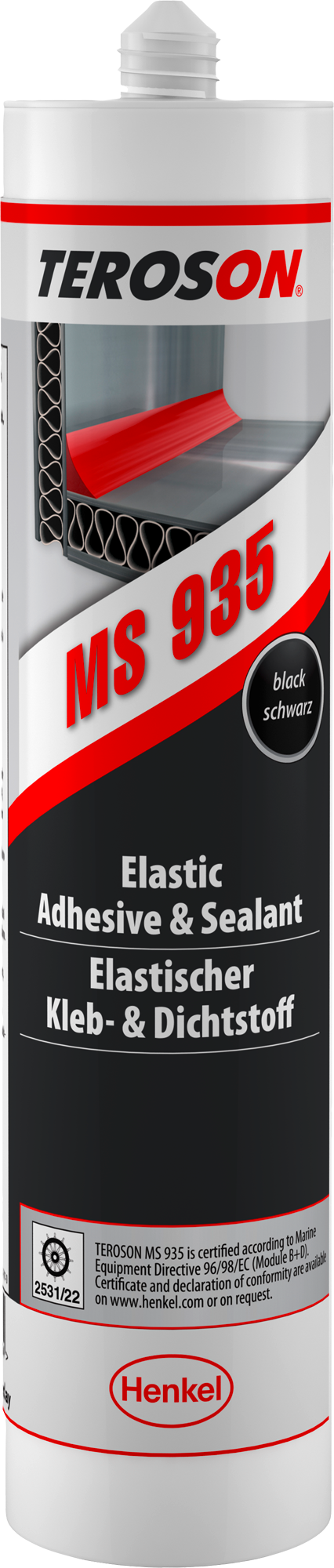 Henkel Teroson MS 935 elastischer Kleb- und Dichtstoff schwarz 290 ml - Klebstoffe & Dichtmittel