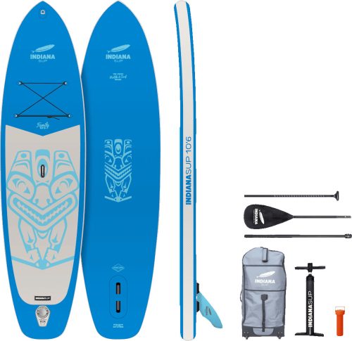 Indiana 10'6 Family Pack aufblasbares Stand Up Paddling-Board inkl. Paddel und Luftpumpe Blau - Schlauchboote, Kajaks & SUP-Boards von Indiana SUP