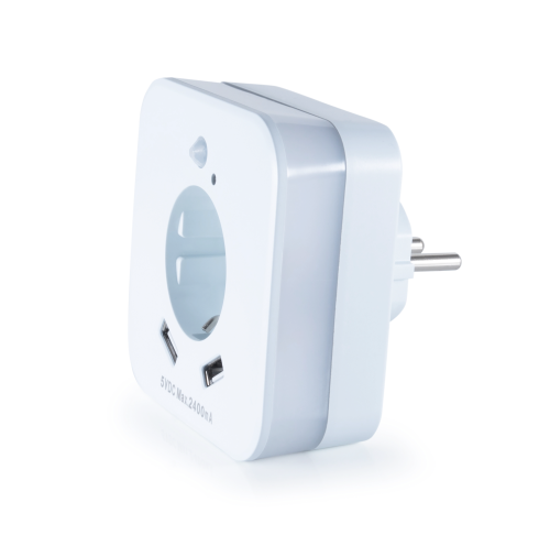 InnTec LED Nachtlicht SLED02W mit Bewegungssensor / Steckdose / USB-Buchsen - 230 V Steckdosen