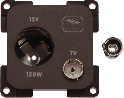 Inprojal System 10.000 Kombi Steckdose 12V mit TV 5 mm braun - 12 / 24 V Einbausteckdosen