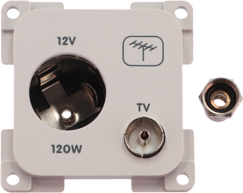 Inprojal System 10.000 Kombi Steckdose 12V mit TV 5 mm hellgrau - 12 / 24 V Einbausteckdosen