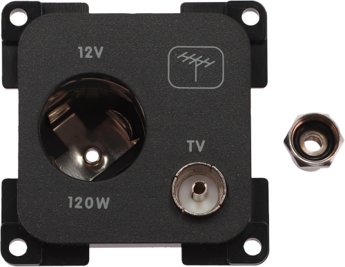 Inprojal System 10.000 Kombi Steckdose 12V mit TV 5 mm schwarz - 12 / 24 V Einbausteckdosen
