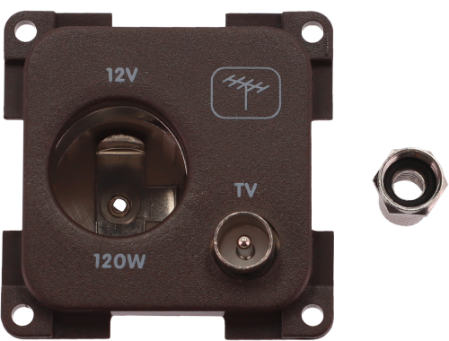Inprojal System 10.000 Kombi Steckdose 12V mit TV 7 mm braun - 12 / 24 V Einbausteckdosen