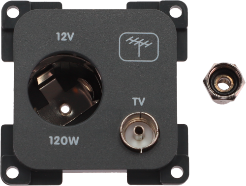 Inprojal System 10.000 Kombi Steckdose 12V mit TV 7 mm schiefergrau - 12 / 24 V Einbausteckdosen