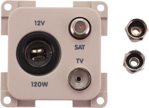 Inprojal System 10.000 Steckdose 12V mit TV und SAT hellgrau - 12 / 24 V Einbausteckdosen