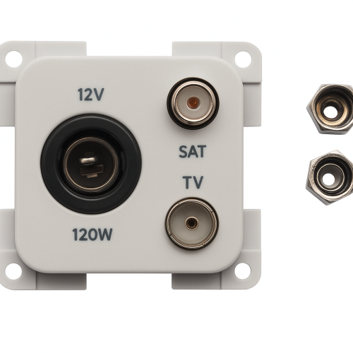Inprojal System 10.000 Steckdose 12V mit TV und SAT weiß - 12 / 24 V Einbausteckdosen