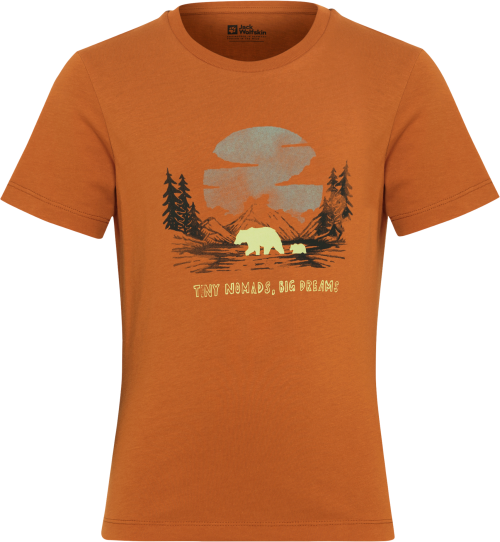 Jack Wolfskin Graphic Cotton Kinder T-Shirt orange 128 - Kinder T-Shirts & -hemden