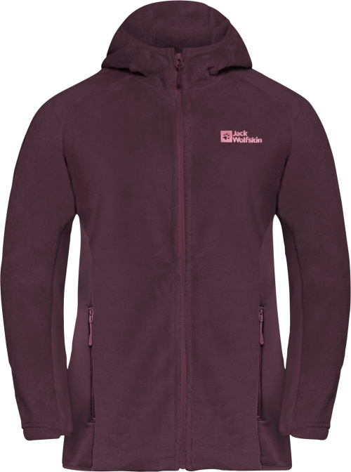 Jack Wolfskin Rotwand Hooded Damen Fleecejacke mit Kapuze dunkelrot L - Damenjacken