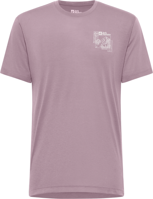 Jack Wolfskin Vonnan Graphic Herrenshirt rosa L - Herrenshirts, -hemden & -pullover