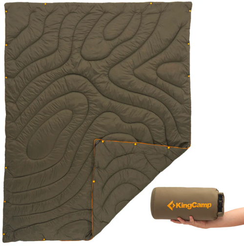 KingCamp Contour Decke mit Druckknöpfen 175 x 135 cm Olive Green - Decken