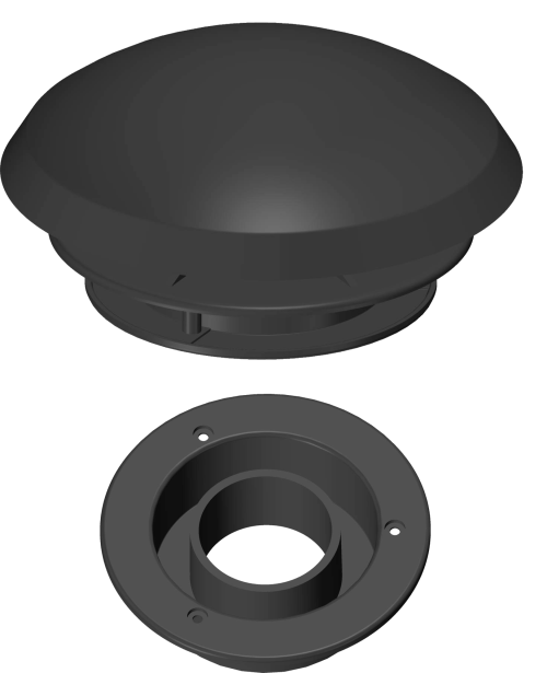 Knorz Dachlüfter 190 mm mit Schlauchanschluss 60 mm schwarz - Dachlüfter