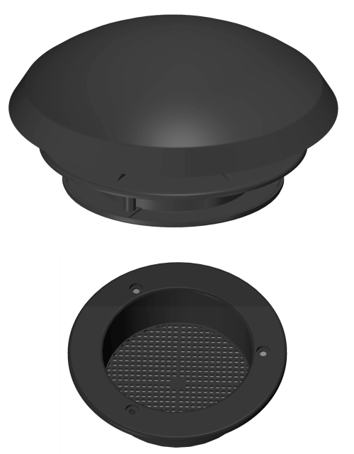 Knorz Dachlüfter mit Fliegengitter 190 mm schwarz - Dachlüfter