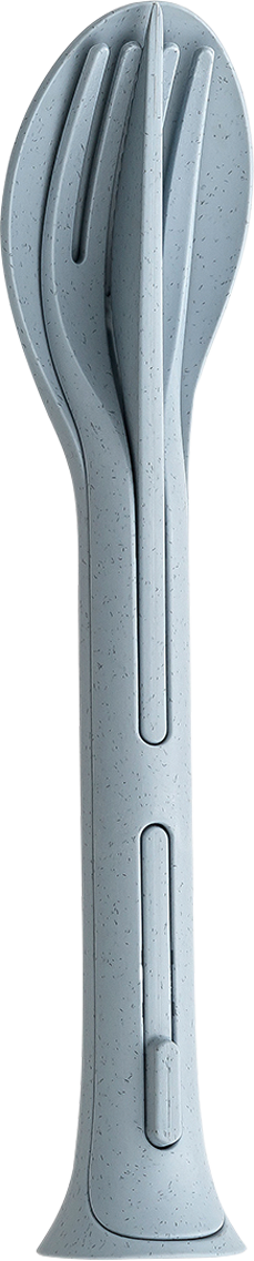 Koziol Besteck-Set 3-teilig KLIKK POCKET nature flower blue - Campingbesteck