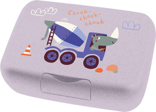 Koziol Candy L Box Lunchbox / Brotdose mit Trennschale organic grey trucks - Lebensmittelbehälter / Vorratsdosen