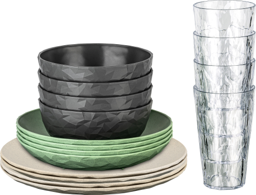 Koziol Exklusiv Göteborg Geschirr-Set 16-tlg. bunt für 4 Personen - Kunststoff und Melamin Geschirr-Sets