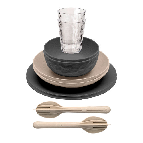 Koziol Geschirrset 10-teilig Club Set Skagen nature ash grey - Campingbesteck