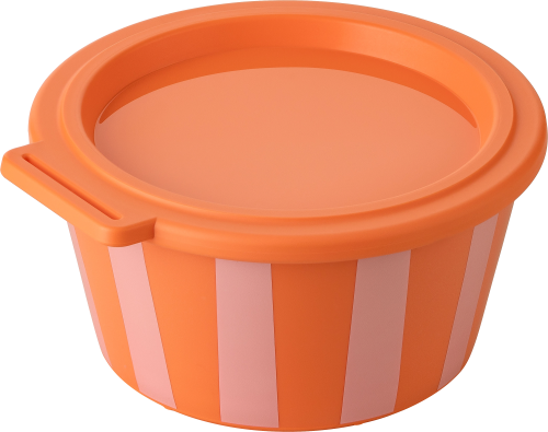 Koziol Schale mit Deckel Nora Box 700 ml Stripes strong coral - Schüsseln & Schalen