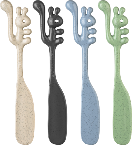 Koziol Streichlöffel / Schmiermesser Yummi 1 Stück  desert sand / nature ash grey / nature leafe green / nature flower blue - Campingbesteck