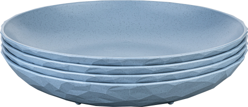 Koziol Tellerset Club Plate 4 teilig tief 220 mm Nature flower blue - Teller