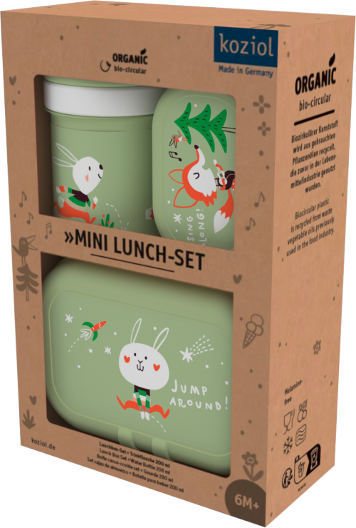 Koziol Trinkflasche und Lunchboxset 3-teilig HOP ON TO GO pistachio - Lebensmittelbehälter / Vorratsdosen