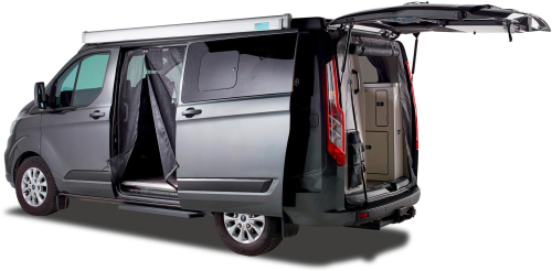 Mayr Van Schiebetürenmoskitonetz mit Reißverschluss geeignet für Ford Custom (2012 - 2023) mit Maschenweite Fine-mesh für Fahrerseite links - Insektenabwehr & Mückenschutz