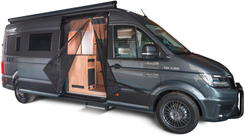 Mayr Van Schiebetürenmoskitonetz mit Reißverschluss geeignet für VW Crafter II / MAN TGE mit Maschenweite Fine-mesh für Beifahrerseite rechts - Insektenabwehr & Mückenschutz