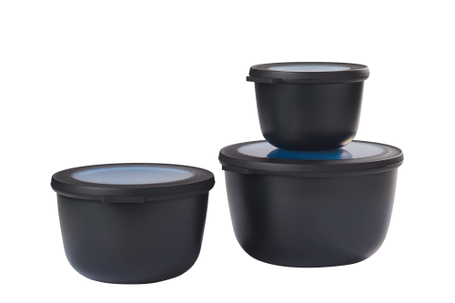 Mepal Cirqula Multischüsselset rund 3 teilig 500 / 1000 / 2000 ml nordic black - Lebensmittelbehälter / Vorratsdosen