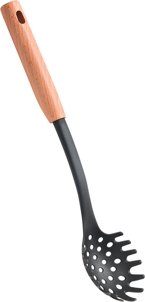 Metaltex Arizona Line Spaghettilöffel mit Buchenholzgriff 34,5 x 6,3 cm - Kochbesteck