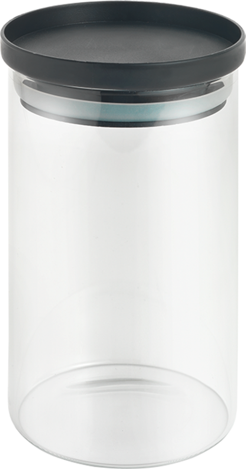 Metaltex  Aroma Line Vorratsdosen rund aus Glas mit Silikondeckel 1000 ml - Lebensmittelbehälter / Vorratsdosen