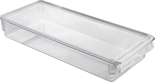 Metaltex Frigo-System Organizer transparenter Behälter für Kühlschrank mit Deckel 15 x 36 x 5 cm - Lebensmittelbehälter / Vorratsdosen