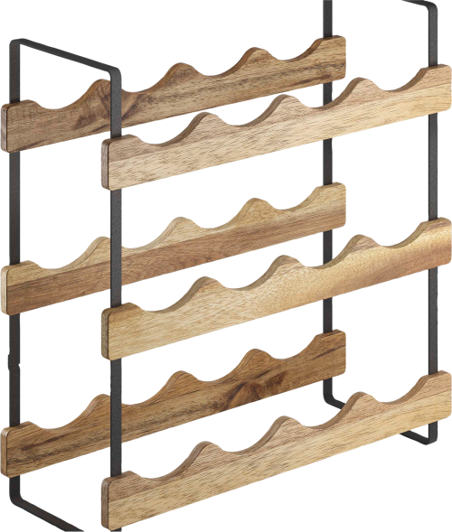 Metaltex York LAVA Flaschenregal 3-Etagen aus Akazienholz 39 x 15 x 36 cm - Behälter und Halterungen