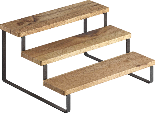 Metaltex York LAVA Gewürzregal 3 Stufen Treppen Design aus Akazienholz 27 x 23 x 13 cm - Behälter und Halterungen
