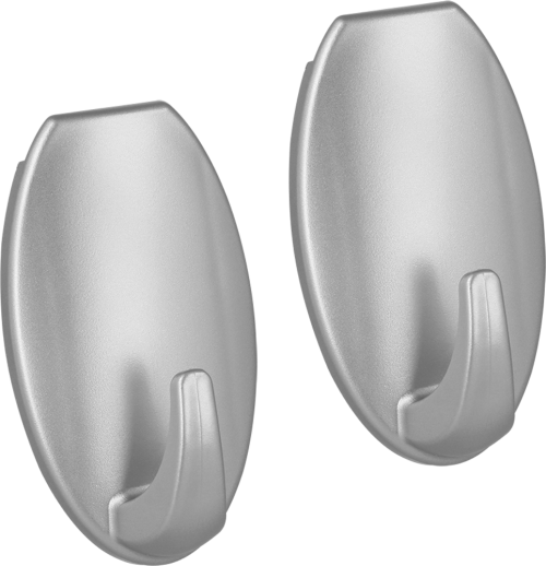 Metaltex pullCLEAN Klebehaken oval 2er Set Silber - Halterungen und Befestigungen