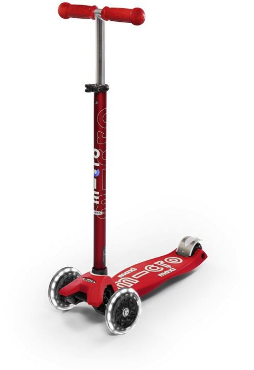 Micro Maxi Deluxe LED Kinder Kickboard Rot - Outdoor Mobilität