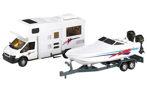 Motorhome-Wohnmobil mit Bootsanhänger - Spielsachen von Happy People