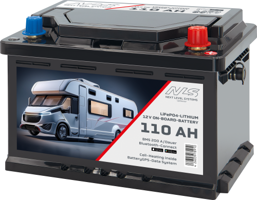 Next Level Systems LiFePO4 Bordbatterie für Reisefahrzeuge mit Bluetooth und Heizung 110 Ah  - Fahrzeug-Batterien