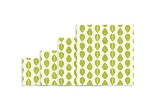 Nuts Innovations Pflanzenwachstuch Vegan 4er Set Grüne Blätter - Lebensmittelbehälter / Vorratsdosen