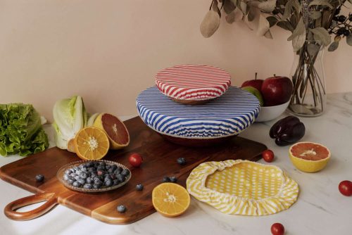 Nuts Innovations Schüsselabdeckung Textil 3er Set Streifen und Punkte - Schüsseln & Schalen