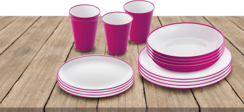 Omada Essgeschirrset 16-tlg. fuxia für 4 Personen - Kunststoff und Melamin Geschirr-Sets