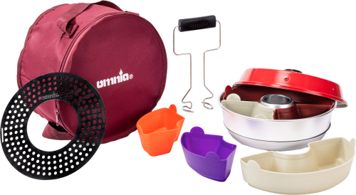 Omnia Campingbackofen KIT 2 mit Backblech / Tasche / Silikonformen / Tragegriff - Auflauf- und Backformen