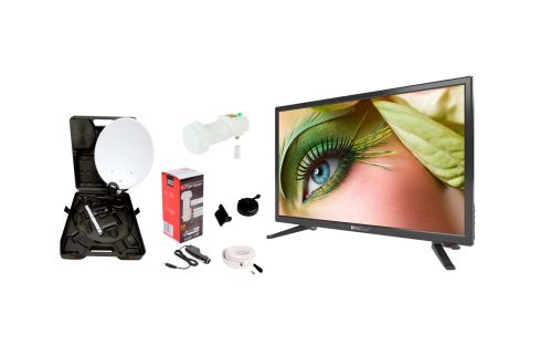 Opticum Travel TV Camping Set EasyFind Sat-Antenne mit 24" Fernseher - Camping-Sat-Anlagen