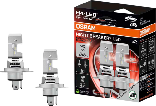 Osram Night Breaker LED Speed H4 450 LED Autoscheinwerferlampe mit 240 m Leuchtweite - Einbauleuchten & Leuchtmittel